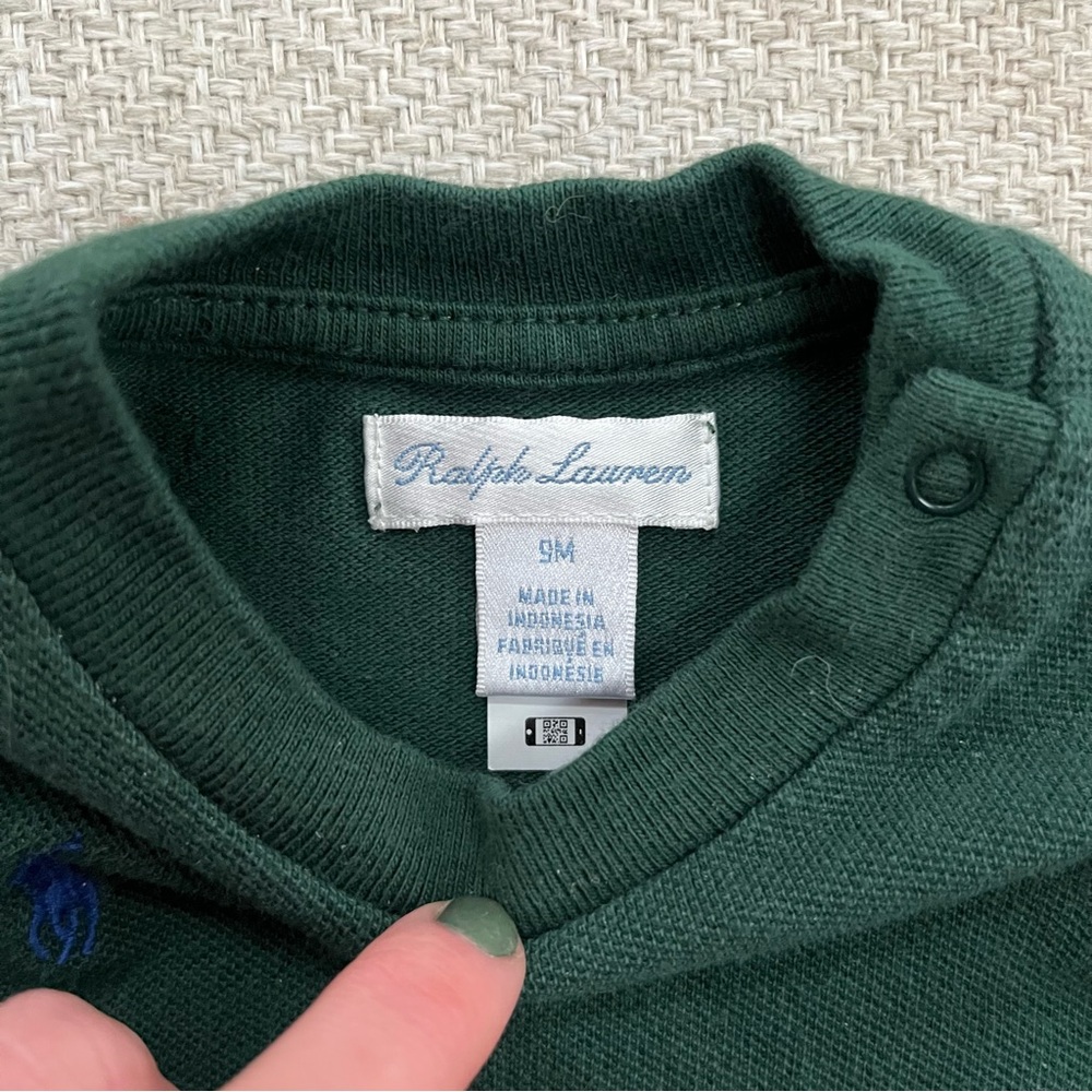 Ralph Lauren Forest Green Crewneck Top with Multicolor Pony Embroidery - Picture 6 of 6